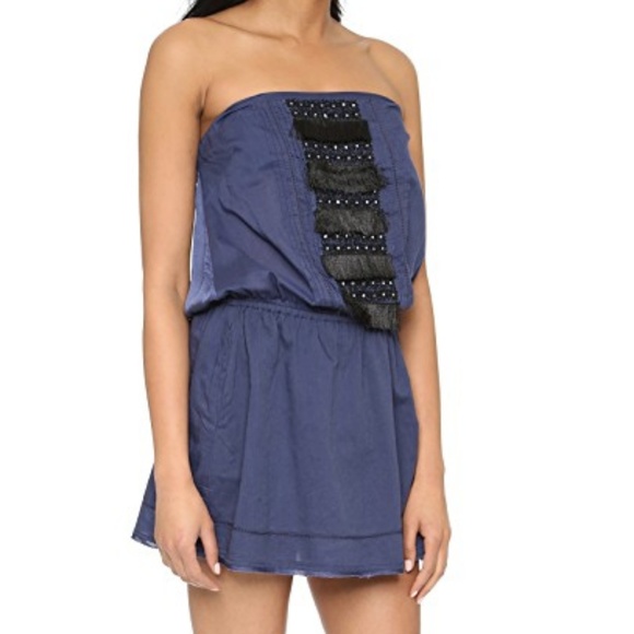 St. Roche Britt Navy Fringe Dress Cover up - Picture 2 of 4